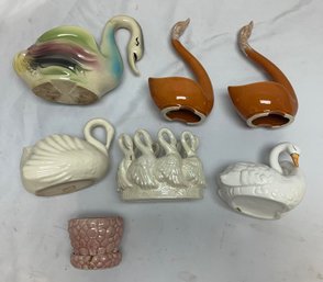 Lot Of Porcelain Swan Figurines