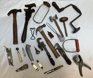 Lot Of Assorted Antique Tools Including Hammers And Wrenches