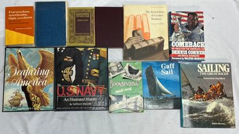 Lot Of Various Books Including Books About Sailing And Books About Book Binding