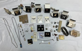 Lot Of Vintage Jewelry Including Rings, Necklaces, Bracelets, Pins, And Earrings