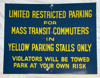 Vintage Blue Metal Massachusetts Transit Sign