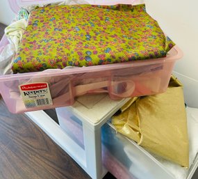 2 Containers Of Assorted Fabrics
