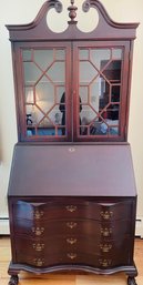 Beautiful Vintage Mahogany Display Cabinet And Writing Desk