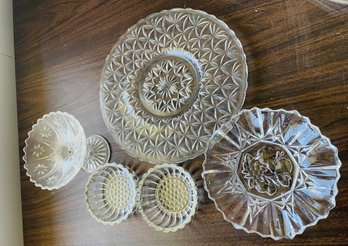 Nice Assortment Of Crystal Dishes And Platters
