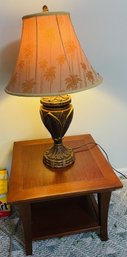Wooden Table And Lamp