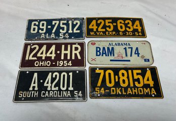 Small Vintage Motorcycle License Plates, Alaska, Ohio, South Carolina, West Virginia, Alabama, And Oklahoma