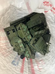 Bag Of Assorted Vintage Toy Army Tanks And Trucks, Mattel Hot Wheels