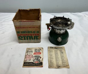 Vintage 1976 Coleman One Burner Green Sportster Stove In Box