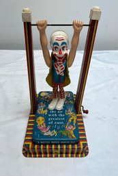 Vintage Mattel Music Maker Toy, Clown Acrobat Wind-up Box