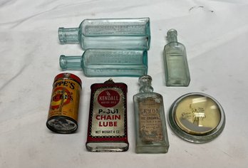 Lot Of Assorted Vintage Medicine Bottles And Paperweight