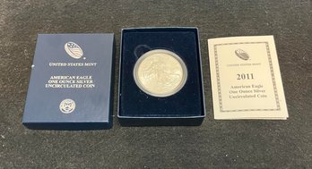 2011 American Eagle One Ounce Silver Uncirculated Coin, 99.99 Percent Silver, United States Mint