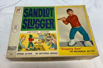 1968 Vintage Milton Bradley Sandlot Slugger Game, Spring Action Mechanical Batter