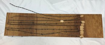 Three Vintage Boards With Samples Of Types Of Barbed Wire