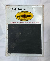 Pennzoil Motor Oil Tin Sign With Chalkboard