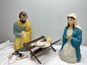 Blow Mold Vintage 1979 Working Illuminated Nativity Set, Over 2 Feet Tall, Empire Seasonal Division, In Box