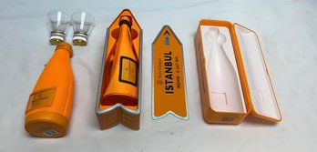 Venve Clicquot Champagne Collectibles Including Glasses, Ice Jacket Insulators, And Cooler