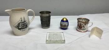 Souvenir Drinkware, Pitcher, Egg, And Paperweight, Teacup To Celebrate The 80th Birthday Of Queen Elizabeth II