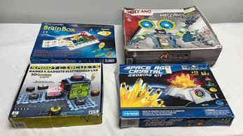 Four Science Children's Toys, Smart Circuits Electronics Lab, Space Age Crystal Growing Kit, & Personal Robot