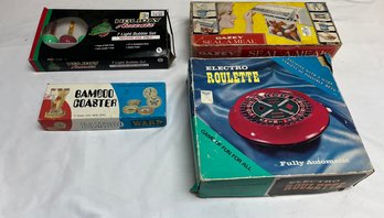 Vintage Holiday Accents Light Bubble Set, Bamboo Coasters, Electro Roulette, And Dazey Seal-a-meal