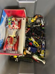 Vintage 2002 Holiday Hotwheels Speedster And Box Of Assorted Hotwheels And Toy Vehicles