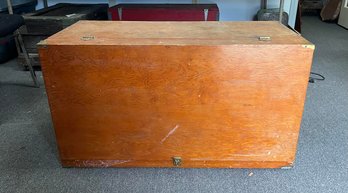 Vintage Large Wooden Chest With Hidden Drawers