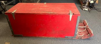 Vintage Red Ice Fishing Chest On Sled