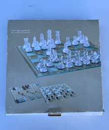3 In 1 Glass Game Set: Chess, Checkers, And Backgammon, In Packaging