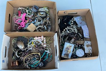 Lot Of Four Boxes Of Assorted Costume Jewelry