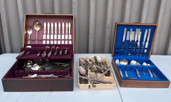 Three Lots Of Assorted Silverware, Two Boxed Sets, Naken's