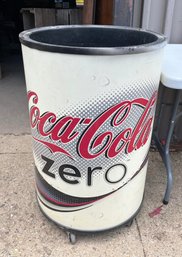 Vintage 2005 Coca-cola Zero Standing Cooler On Wheels