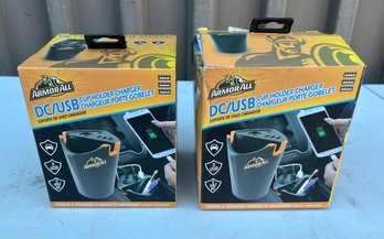 Two Armor All DC/USB Cup Holder Charger Car Accessory, 3 USB 5 Volt DC Charge And Organize