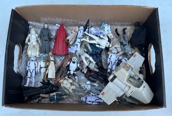 Collection Of Vintage 33 Star Wars Figures With Some Accessories And Ship