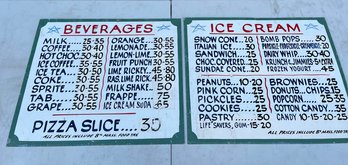Two Tin Ice Cream Shop Signs