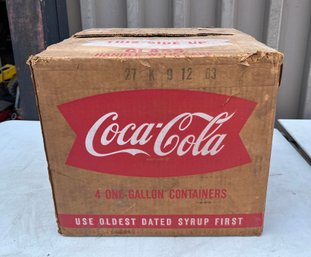 Four Vintage One-gallon Coca-cola Syrup For Fountain Use Bottles With Box And Labels