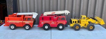Three Vintage Tonka Toys, 1978 Light And Power Company, 1999 Fire Dept., Loader