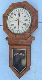 Vintage Wooden Regulator Wall Clock With Pendulum