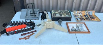 Lot Of Assorted Vintage Star Wars Toys Including Mini Action Figures And Collector's Case, Ship And Set