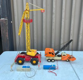 Two Vintage Gama Mechanik Battery And Remote Control Operated Construction Vehicle Toys