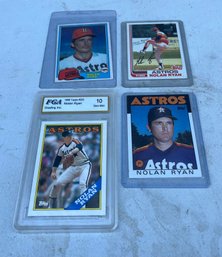 Four Vintage Astros Nolan Ryan Topps Baseball Cards, 1988 Topps #250 Nolan Ryan FGA Graded 10 Gem Mint