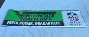 Vintage Interstate Batteries Official NFL Sponsor Metal Sign