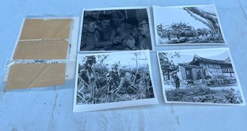 C. 1953 Lot Of Antique Black And White Military Photographs And Newspaper Cutouts From The Vietnam War