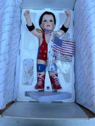 Vintage 2002 WWE Little Kurt Angle Mint Fine Porcelain Collector Doll In Packaging