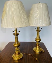 Pretty Tall Brass Lamps With New Shades - Still Has Plastic On Them!