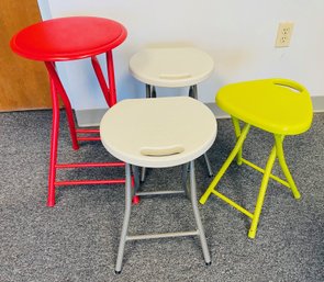 Like New Stools In Bright Yellow, Red And Two White