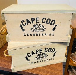 Cute Cape Cod Branded Wooden Boxes With Nautical Rope Handles