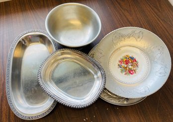 Pretty Limoges And Other Silver Toned Bowls And Platters