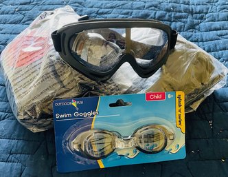 2 Pool Rafts (new), Swim Goggles And Snow Goggles