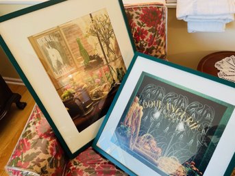 2 Pretty Art Pieces With Green Frames
