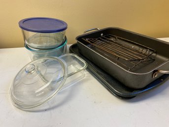 Glass Storage Container Baking/roasting Pan With Grate