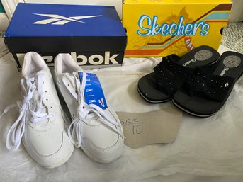 Women's Reebok Sneakers And Women's Skechers Sandals Size 10